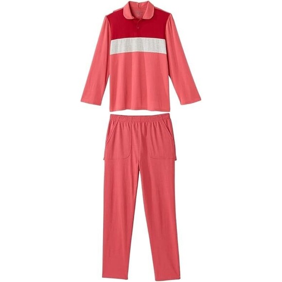 Silvert s Adaptive Clothing Women’s Open Back Long Sleeve Polo & Open 2pc - Picture 1 of 2